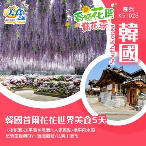 韓國首爾花花世界美食5天團（美食之旅 旅行團）