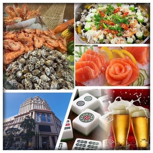 B線-中山藝選浠客酒店 空中餐廳歎酒店自助晚餐(現切三文魚任食、冰鎮啤酒任飲)麻將任打2天(關鍵旅遊 旅行團)