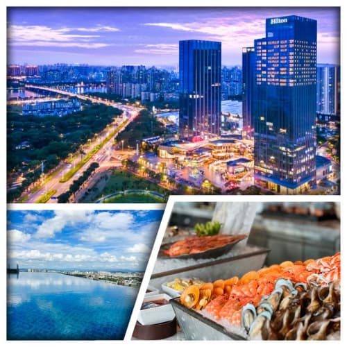 B線-國際品牌【惠州中海希爾頓酒店】豪歎酒店海鲜自助晚餐 保證入住30樓以上獨立浴缸豪華房 純玩2天（關鍵旅遊 旅行團）