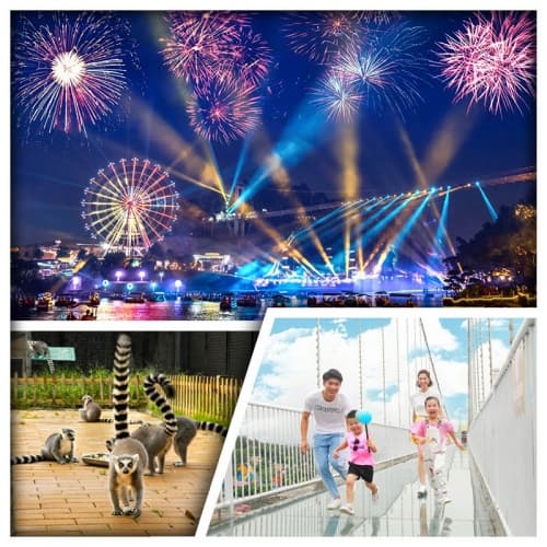 東莞隱賢山莊酒店、重本包門票打卡網紅玻璃橋、動物園、冰雪世界、觀賞實景水舞煙花秀梁祝純玩2天（關鍵旅遊 旅行團）